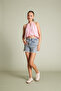 Halter Neck Balloon Crop Top with Window Detail Pink - 2