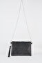 Women's Silver Stone Suede Portfolio Handbag and Clutch Bag with Ankle Strap and Chain Strap - 4