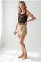 Women's Bitter Brown Square Collar Embroidered Linen Blouse Blz-19003411 - 2