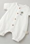 Baby Boy Barbatöz Muslin Fabric Palm Pattern Jumpsuit - 4