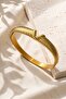 Steel Cuff Women's Bracelet with V Pattern, Gold Color, Tarnish-Resistant, Rust-Proof, Stylish Design