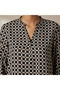 Regular Fit Viscose Mandarin Neck Top with Geometric Print - 3