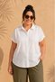 Women's White Plus Size Textured Scallop Detailed Short Sleeve Woven Shirt - 2