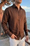 Jora Premium 100% Cotton Linen Regular Fit Brown Men's Shirt - 6