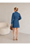 Blue Long Sleeve Ripped Detailed Denim Jeans Dress - 4