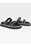Women's Double-Strapped Imported Stone Detailed Comfortable Thick Sole Slippers Black - 6