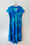 Blue-Green V-Neck Short Sleeve Patterned Casual Viscose Woven Dress 113 64 - 2