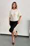 Women's Crew Neck Bat Sleeve Polka Dot Blouse Ecru - 26Y 26881 - 3