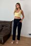 Women's Elastic Waist Double Pocket Carrot Cut Trousers Navy Blue - 3229
