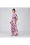 Magenta Violet Marble Swirl Smocked Maxi Dress - 3