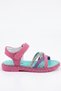 Girls' Sandals with Open Front, Stone Detail, Striped Velcro, Comfortable Flexible Sole Slippers - 4