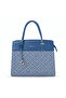 Women’s Structured Top Handle Handbag with Blue Monogram Tote