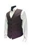 Men's V-Neck Vest Dark Burgundy Checked 54103 - 5