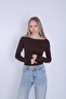 Women's Boat Neck Long Sleeve Stretchy Buzi Blouse / Bodysuit - 3