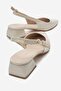 Side Stone Buckle Open Back Heeled Shoes Beige Crinkled - 5