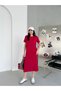 Women's Crew Neck Short Sleeve Side Slit Midi Dress