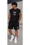 Men's Printed Sleeveless Sports T-Shirt Black Combed Cotton Shorts 2-Piece Set
