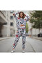 Women's Clothing Long Sleeve Hooded Patterned 2-Piece Set Bb2666 - 2