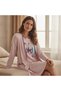 Women's Clothing Pink Color Printed Nightgown and Dressing Gown 2 Piece Set Bb2675 - 4
