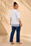 Women's Plus Size Lace Detailed Low Sleeve Side Slit Stretchy Viscose Blouse - 7