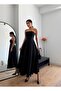 Women's Black Strap Flounce Maxi Dress
