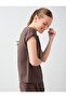 Bitter Brown Round Neck Modal Blouse with Tie Detail - 4