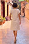 Cream Spring Flowers Embroidered Linen Dress - 4