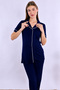 Maternity Pajama Set with Front Buttons and Breastfeeding Feature – Elastic Waistband Effortt - Navy Blue - 6