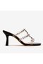 Women's Black Chunky Crystal Stone Banded Goblet Heeled Evening Dress Heeled Slippers Sandals