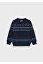 Boy's Jacquard Patterned Crew Neck Knitwear Sweater 2-10 Years Dark Blue - 3