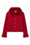 Girl's Plush Collared Knitted Cardigan 2-10 Years Old Red