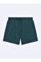 Elastic Waist Petrol Blue Swim Shorts