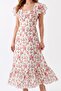 Moss Collar Vaolan Summer Midi Length Ecru Floral Dress - 2