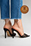 Genuine Leather Women's Open Toe Design Thin Heeled Slippers Black Patent Leather Proton - 6