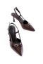 Zri̇n-2300 Premium Brown Patent Leather Daily Open Back Bow Heeled Shoes 9 cm - 4