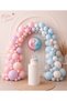 70 Pcs Pink Blue Lilac Gray White Salmon Gender Reveal Party Balloon Chain Set and Foil Balloon with Question Mark