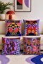 Colorful Abstract Theme Patterned 4-Piece Throw Pillow Cover Set