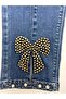 Plus Size Belted Lycra Stoned Denim Women's Trousers - 4