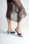 9 cm Heel Black Satin Buckle Slippers - 4