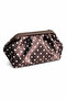 Women's Premium Polka Dot Satin Drawstring Clutch Bag - Brown