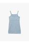Square Collar Buttoned Strap Tweed Gilet Dress - 5