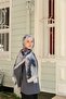 Allure Abstract Floral Pattern Tencel Shawl - Ecru Gray - 2