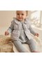 Mia Baby Girl Pink Floral Puffy Vest Triple Combination Set - Cotton Rabbit Print Tunic and Trousers