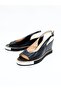 Women's Genuine Leather Wedge Heeled Shoes Black - 4