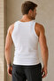 Men's White Ribbed U-Neck Slim Fit Basic Undershirt - 5