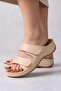 Beige Double-Strapped Orthopedic Heel Spur Supported Gel Sole Daily Comfortable Women's Slippers - 4