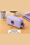 Unisex Lilac Pen Holder, Double Compartment Pencil Case, Teddy Bear Logo, 20X10X5Cm - 5
