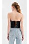 Women's Corset with Covered Bust and Underwire, Front Bow Detail Design - 2