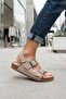 Beige Double Buckle Comfortable Velcro Daily Women's Sandals - 3