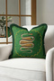 Exotic Snake Figured Velvet Fringed Pillowcase - Ethnic Green Coffee Black Tassel Throw Pillow Cover - 4